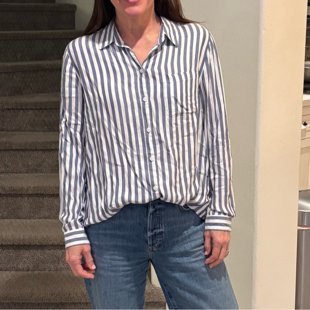 beachlunchlounge Blue and White Striped Top